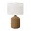 Lampe de table, base en rotin brun, 23 po, abat-jour tambour ivoire