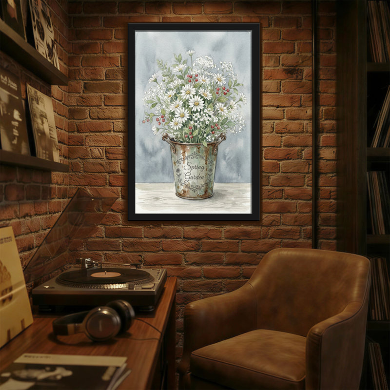 «Plants & Flowers Spring Garden Floral Bucket», reproduction d'art, H 36 po x l 24 po