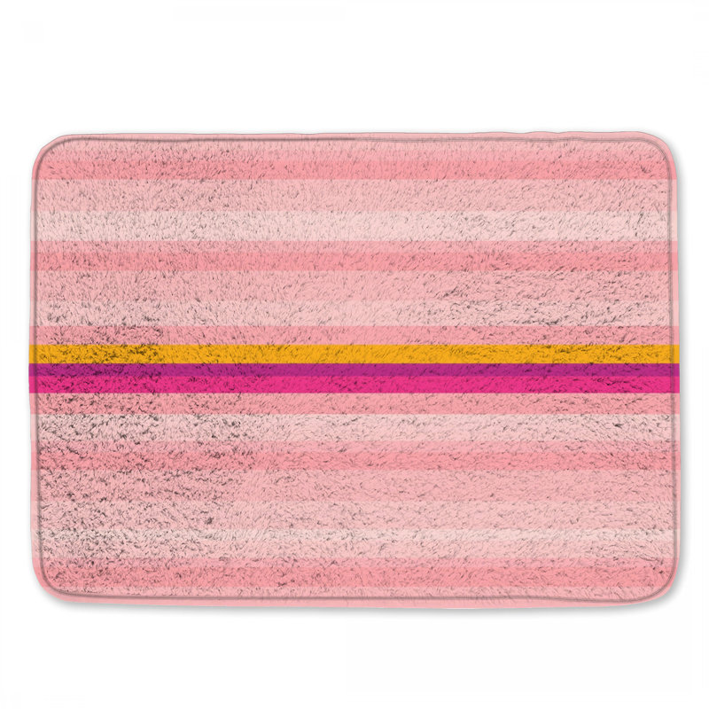 Tapis de bain rose à rayures horizontales, L 24 po x L 17 po