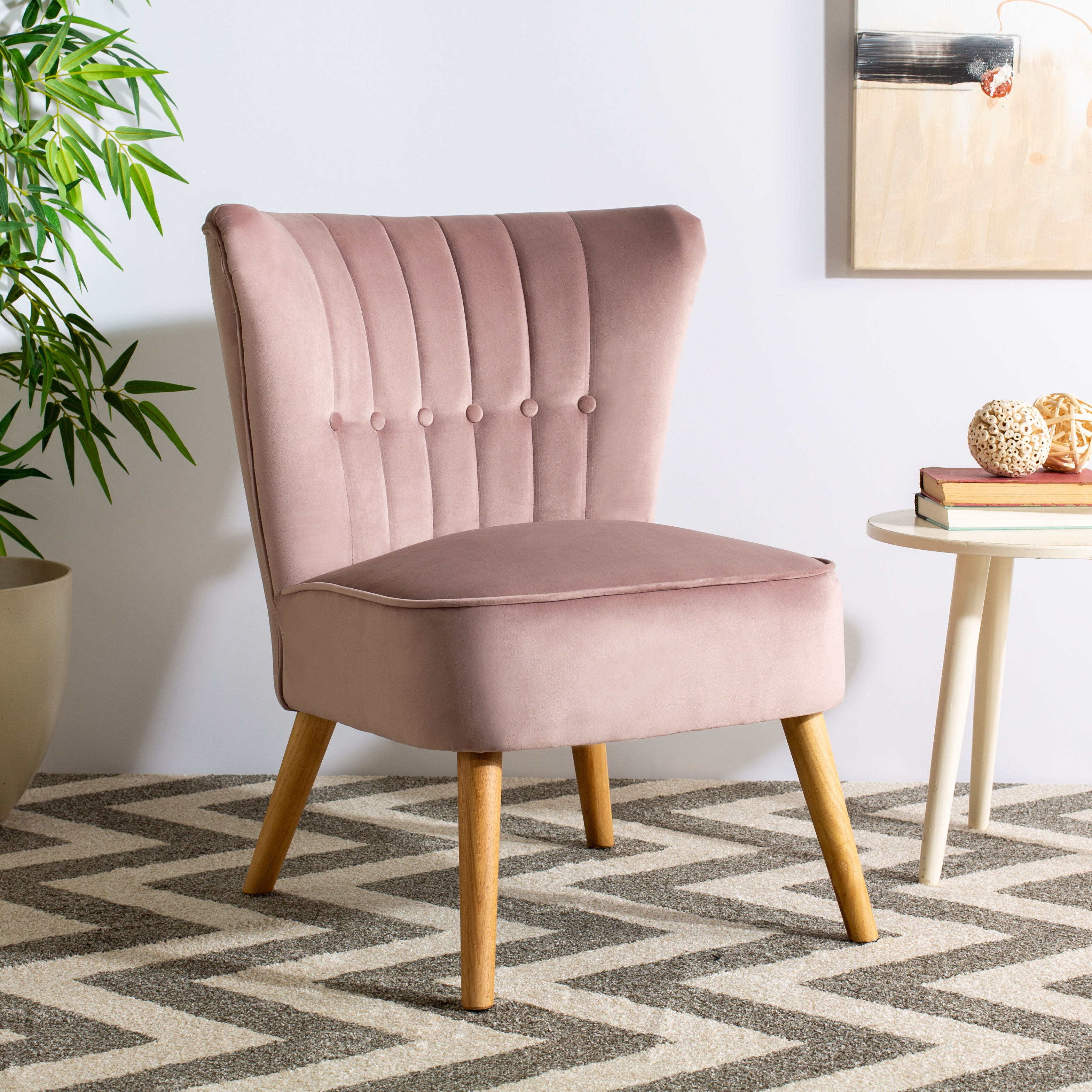 Baby pink best sale velvet chair