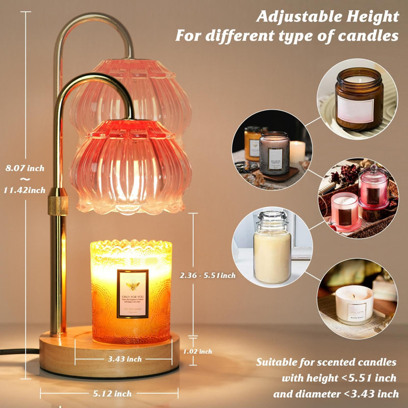 Candle Warmer Lamp with Timer & Adjustable Heightfor for Gifts (Pink)