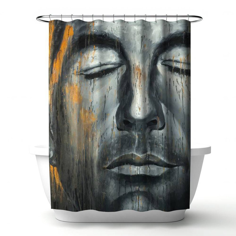 Shower Curtain FI47 – Polyester Shower Curtain, Dye Sublimation Print, 71" W × 74" L