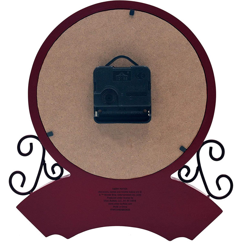 Analog Wood Mechanical Tabletop Clock in Red