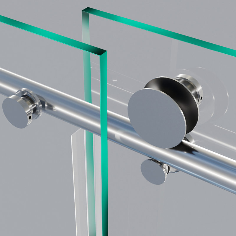 Eclipse 60 in. W x 74 in. H Sliding Frameless Shower Door in Chrome with 3/8 in. (10mm) Thick Clear Glass, Chrome