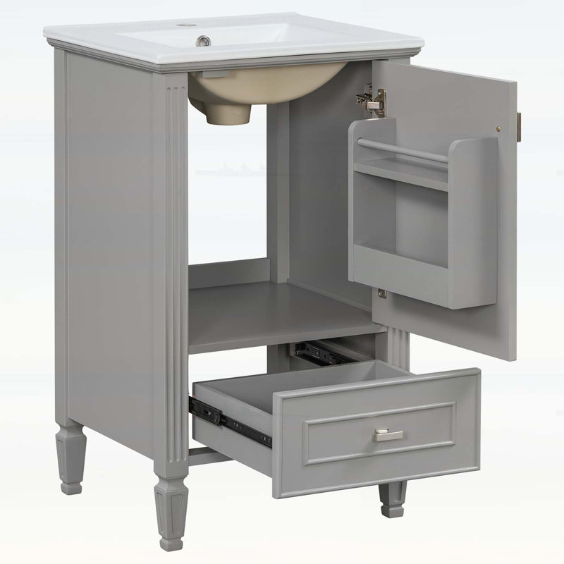 Meuble-lavabo 20 po avec lavabo en céramique, Gris