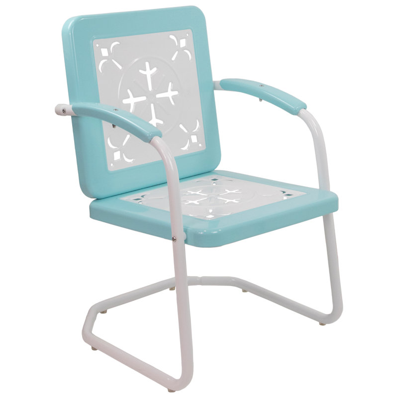 Fauteuil carré d'extérieur 35 po Tulip, Bleu / blanc