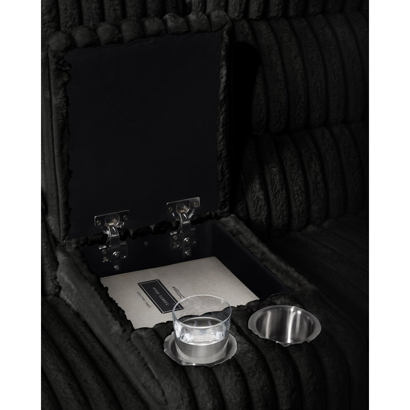 Canapé modulaire en velours côtelé Calantha (noir), Tissu noir