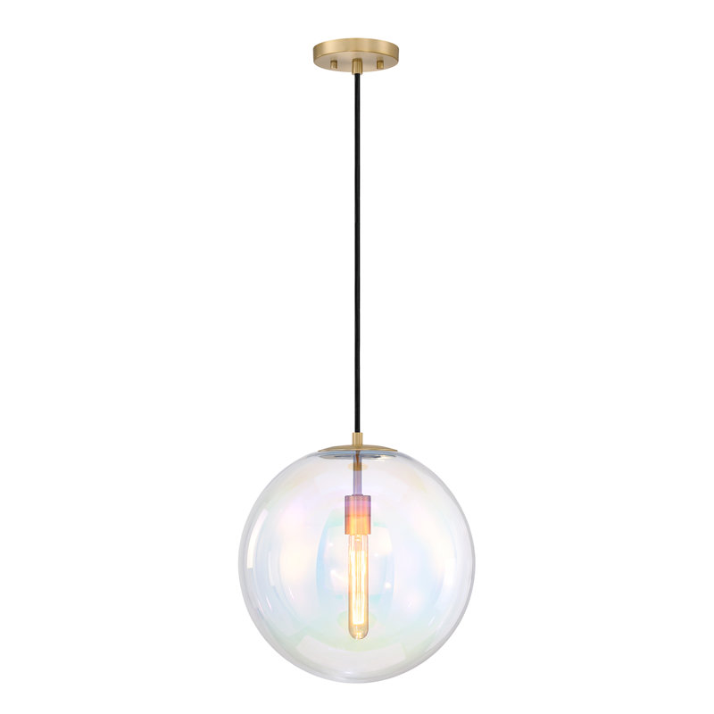 Ricura 1 - Light Pendant, Brushed Gold, Orange, 14.75" x 14" x 14"