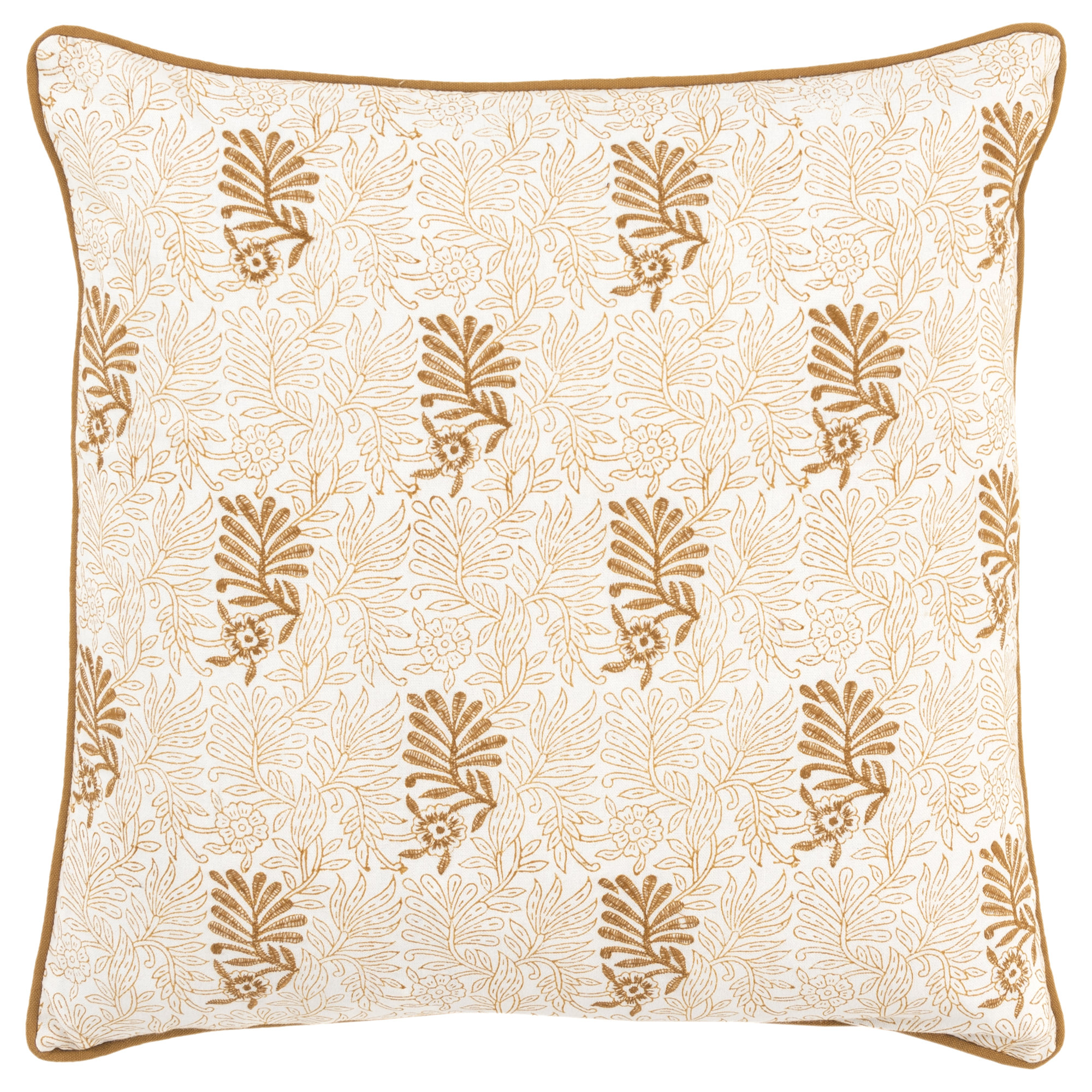 Betania Embroidered Cotton Throw Pillow, Gold