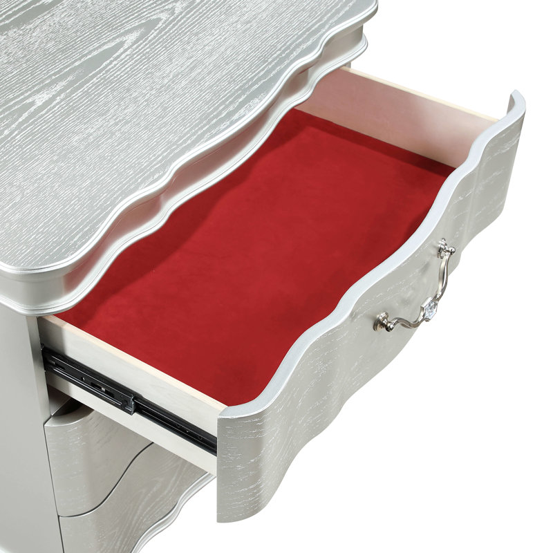 Chambre à coucher 3 Table de chevet au fini argent - élégante et pratique