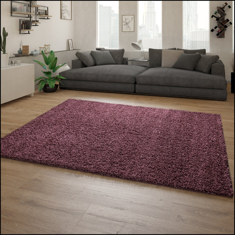 Jetse Solid Colour Shag Area Rug, Round 160cm