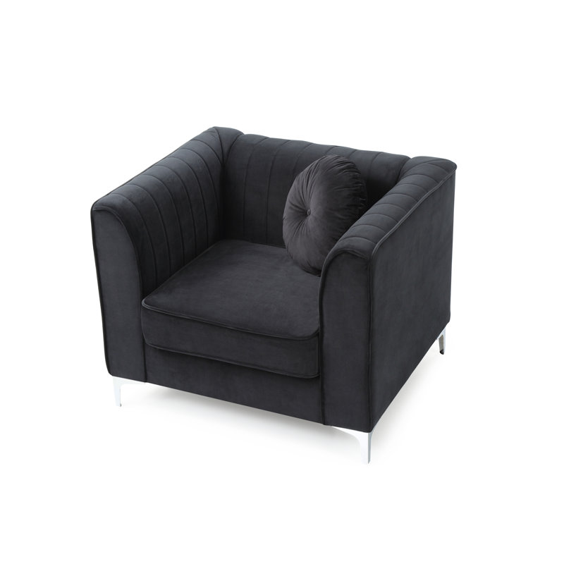 Bailey Velvet Armchair, Black