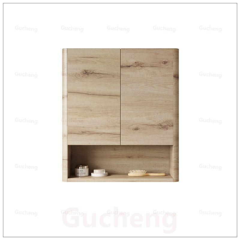 Armoire de salle de bain murale avec portes, tablette et compartiment de rangement ouvert pour une utilisation efficace de l'espace dans les salles de bain, les cuisines et les salles de lavage