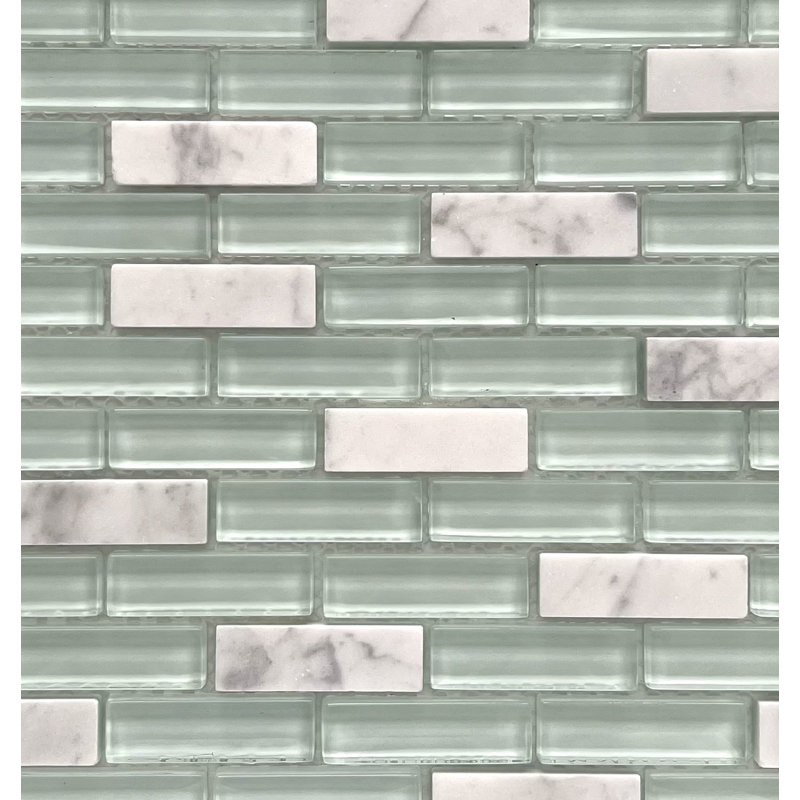 Roma 0.5'' x 2" Glass/Marble Mosaic Floor & Wall Tile, White