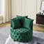 Fauteuil pivotant en velours confortable, conception à boutons, roues mobiles, idéal pour le salon, 3 coussins, crée une atmosphère