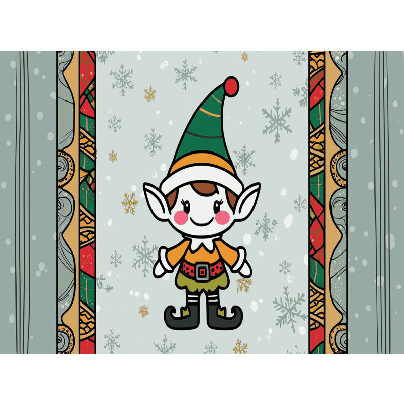 Tapis de vacances d'hiver de Noël lavable The Holiday Aisle®, Rectangulaire 8 pi x 12 pi