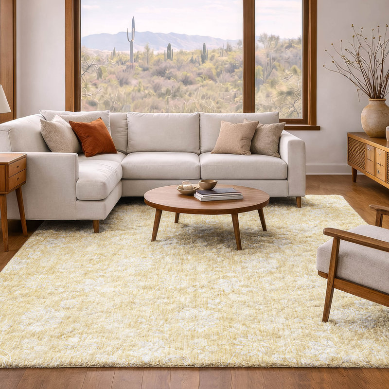 Tapis à poil long de qualité supérieure lavable à la machine ADS681, Miel, 3 pi x 5 pi