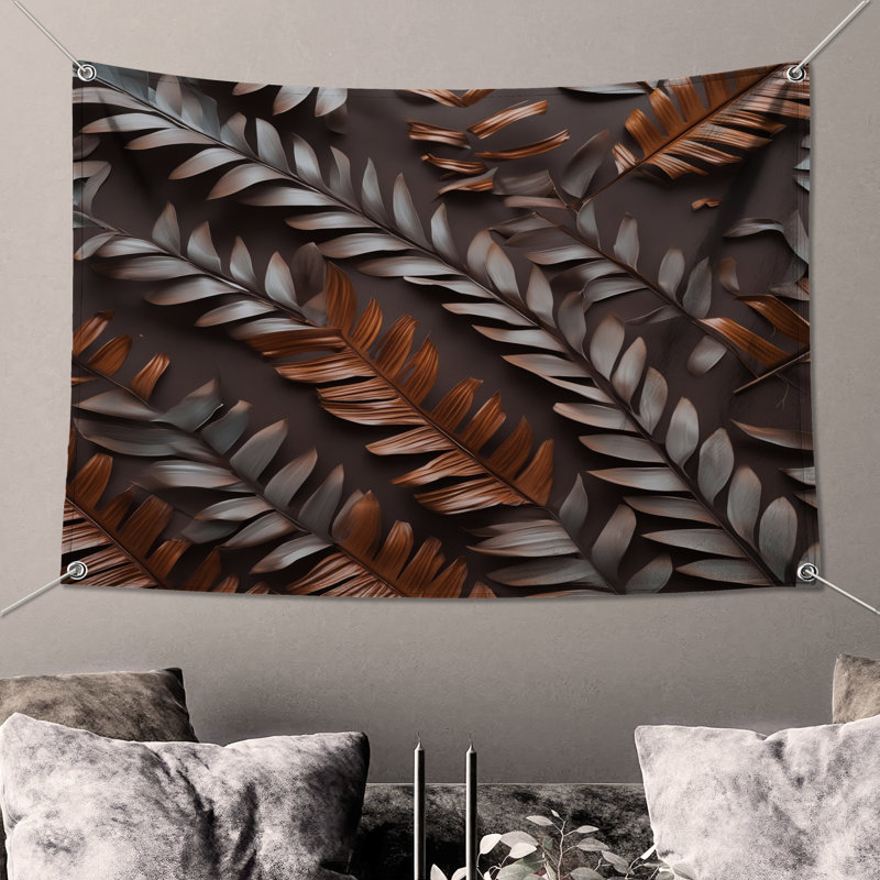 Tapisserie murale feuilles de palmier métalliques - décoration murale feuilles de palmier, H 50 po x l 60 po avec 4 œillets