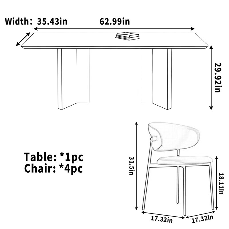 Table de salle à manger en bois massif rectangulaire en noyer noir, H 29,92 po x L 62,99 po x l 35,43 po
