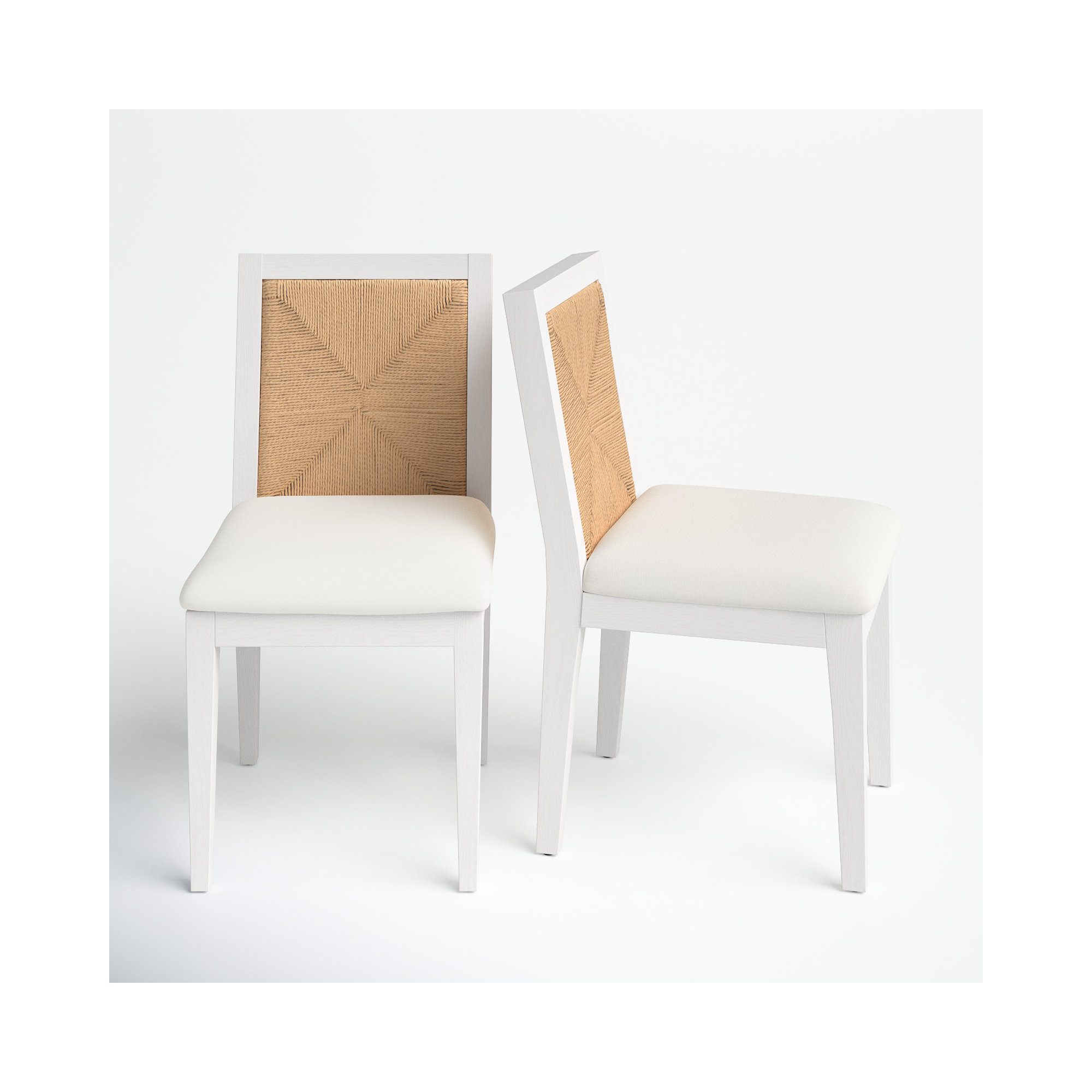 Hudgins Woven Back Side Chair, White