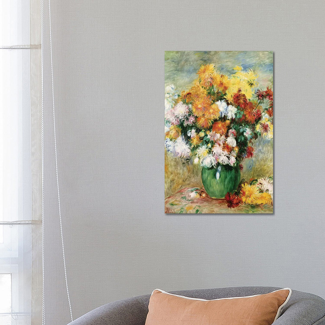 Bouquet Of Chrysanthemums, C.1884 by Pierre-Auguste Renoir - Wrapped Canvas Painting