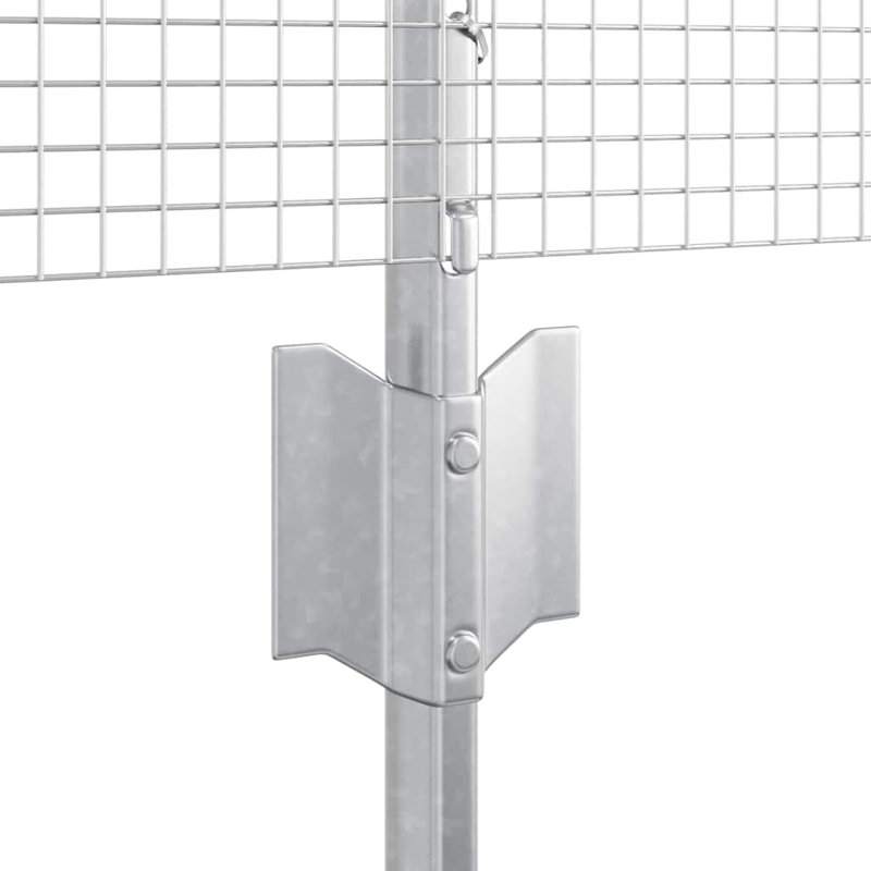 Vidaxl Fence With Posts Steel, Silver, 60cm H x 1000cm W x 2.7cm D
