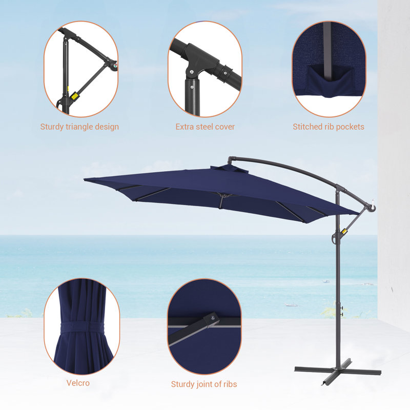 Scarlott 98.3" x 98.3" Square Umbrella, Bleu marine