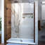 Porte de douche à charnière sans cadre et panneau fixe avec traitement de verre ClearMax l 57 po x H 72 po Unidoor-121912461