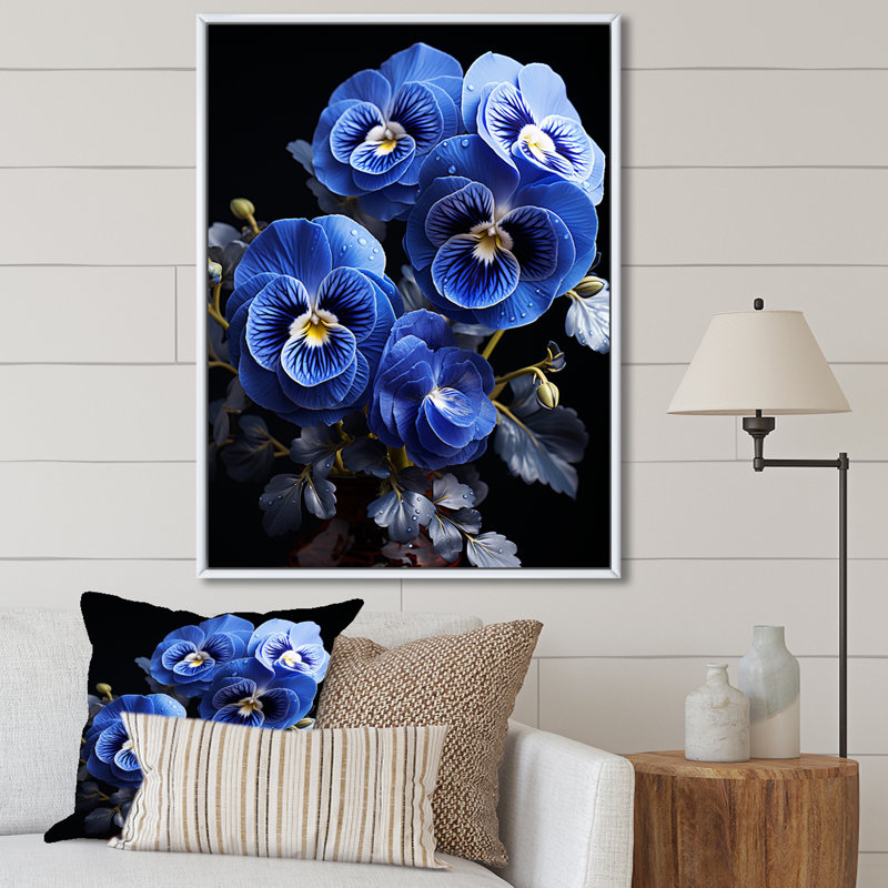 Minuit Indigo Pansy Wonders II, H 44 po x l 34 po x P 1,5 po, Cadre flottant blanc