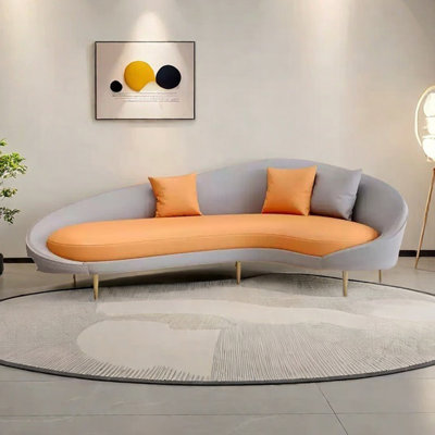 Comfy Curved Office Faux Leather Chaise Lounges