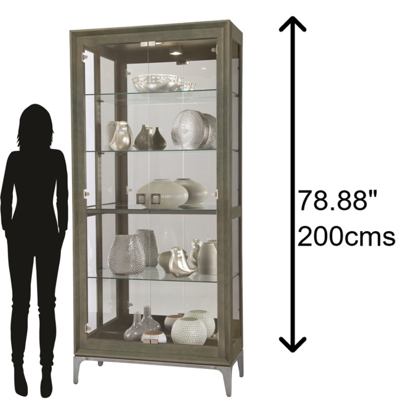 Sheena Lighted Curio Cabinet, Smoke Gray