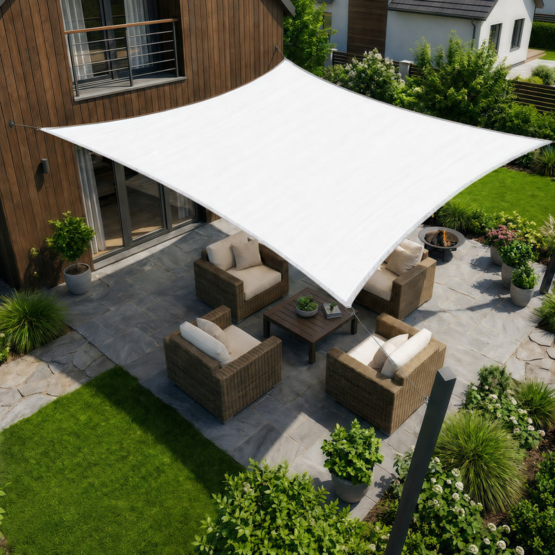 Amgo Rectangle Sun Shade Sail with Hardware Kit, 14 ft. x 20 ft., White