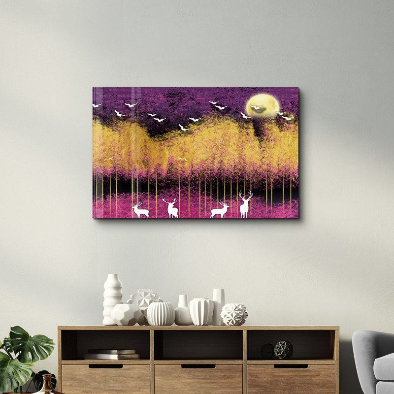 Élégante peinture murale en verre trempé de 13,8 po x 21,7 po | 100% verre trempé, épaisseur: 0,16 pouce | Imprimé UV pour des couleurs éclatantes | Parfait pour la décoration intérieure, le salon et les espaces de bureau