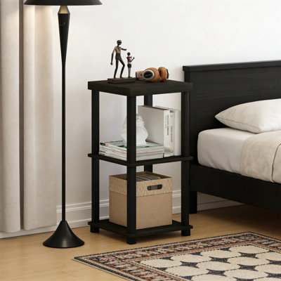 3Tier Turnntube Nightstand With Thick Tabletop And Open Shelf, Toolless Assembly, Espresso