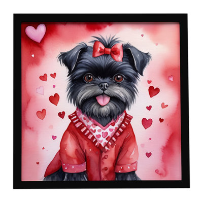 Affenpinscher My Valentine, reproduction d'art encadrée