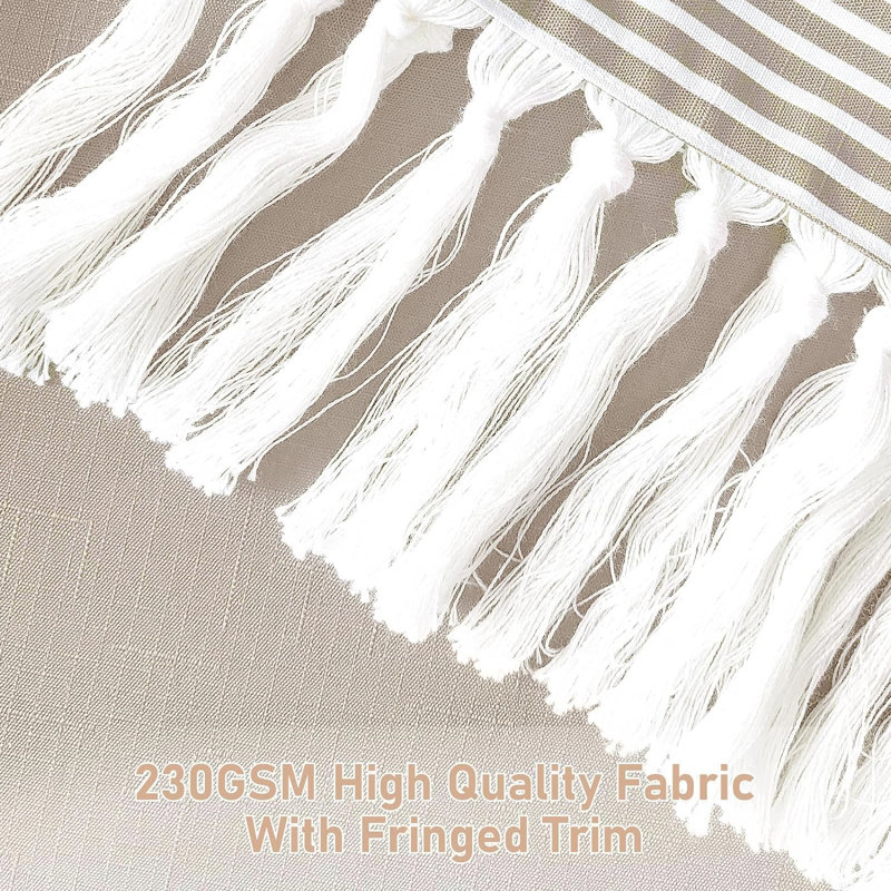 Broddrick Striped Shower Curtain with Hooks Included, Beige