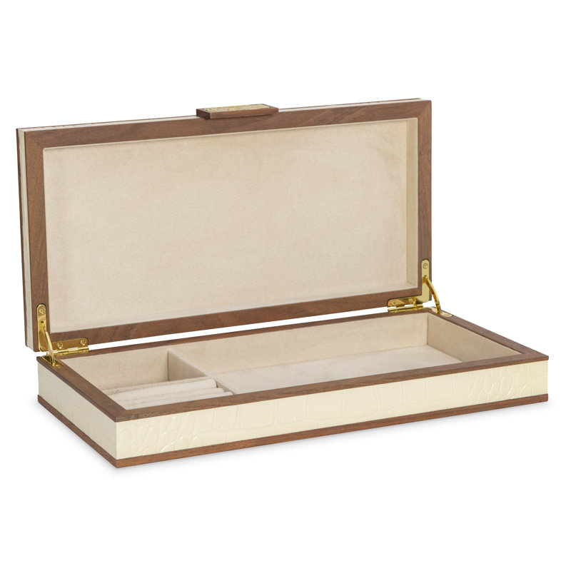 Embossed Leather Decorative Box, Cream