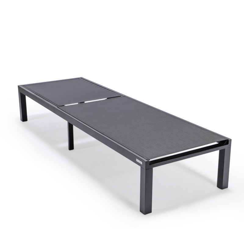 Marlin Modern Aluminum Outdoor Reclining Chaise Lounge - Weather-Resistant Sling Patio Chair for Poolside & Sunbathing, Black