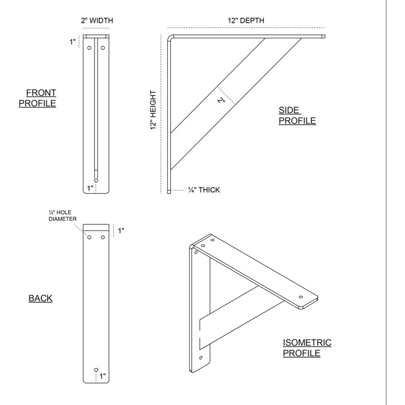 Ekena Millwork Traditional H 2'' W D Metal Bracket / Corbel