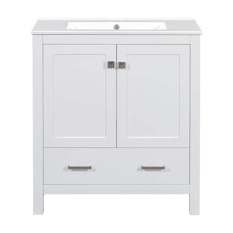 Meuble-lavabo noir 30 po avec lavabo simple, Blanc