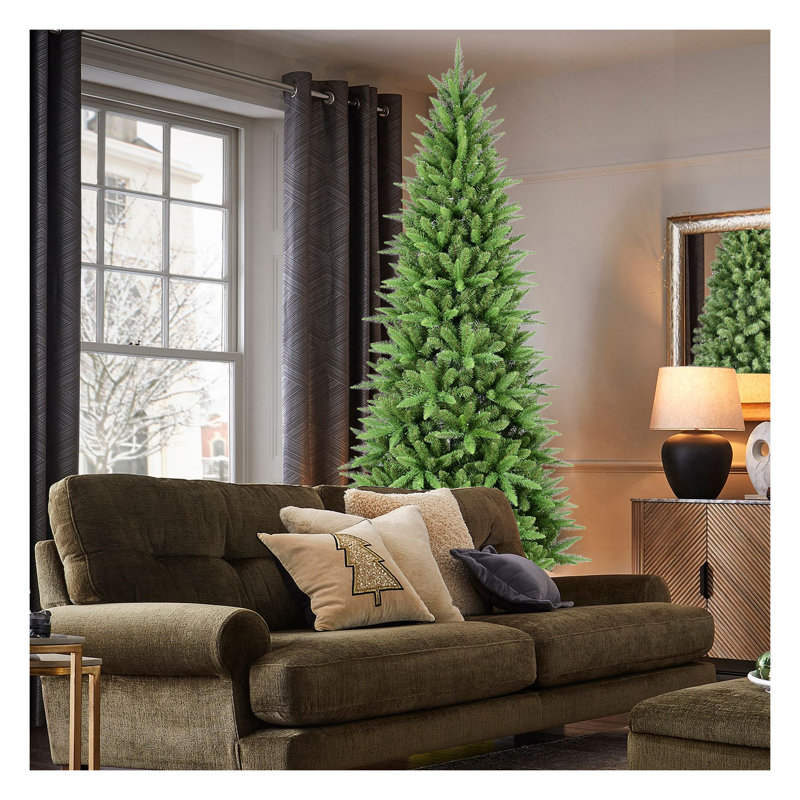 Arbre de Noël mince de 7,5 pi avec 1396 pointes en PE + PVC - Arbre de Noël artificiel articulé à installation facile pour les petits espaces et les coins, support en métal stable inclus