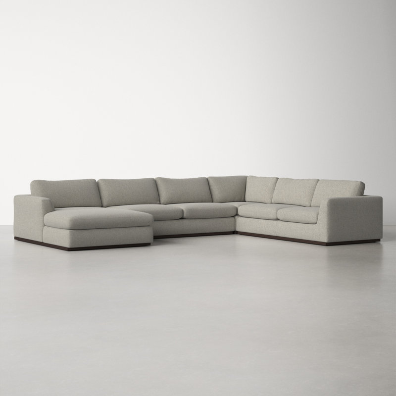 Wexford Upholstered U-Shaped Sectional, Right Hand Facing, Aldred Silver Polyester Blend