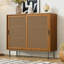 Sideboard with 2-Sliding Rattan Barn Doors & Adjustable Shelves