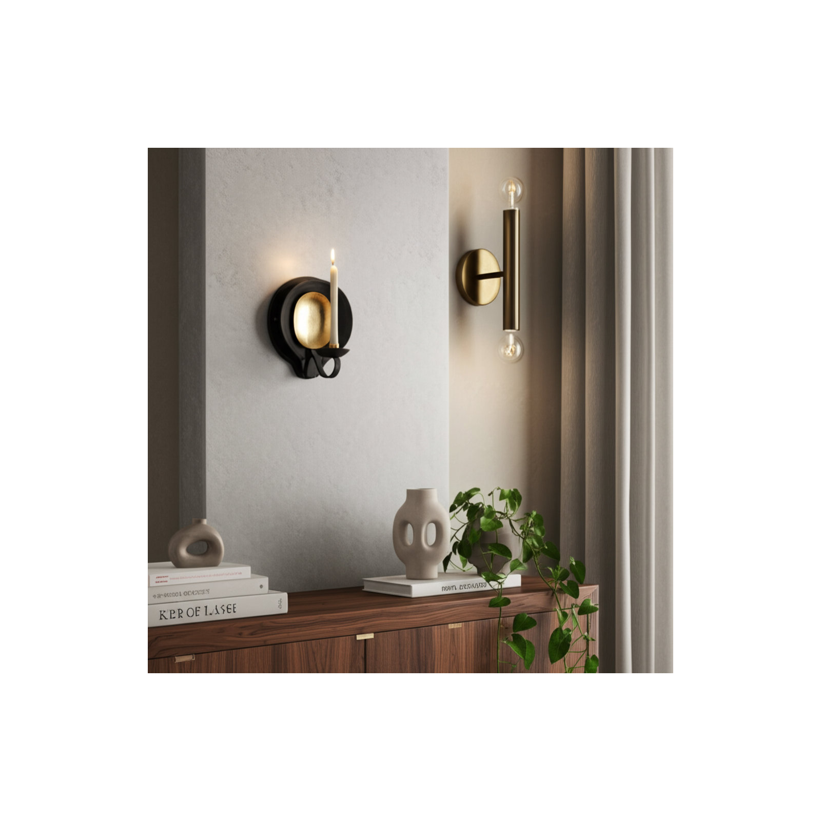Black and Gold Metal Round Votive Holder, 9" H x 8" W x 5" D