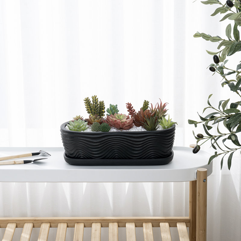 Indoor Matte Black Ceramic Pot Planter