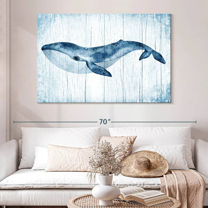 Brampt Wooden Blue Whale, 34" H x 51" W