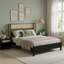Élégante base de lit pour grand lit en bois massif, aucun sommier requis, mobilier de chambre à coucher moderne avec tête de lit élégante (matelas non inclus)