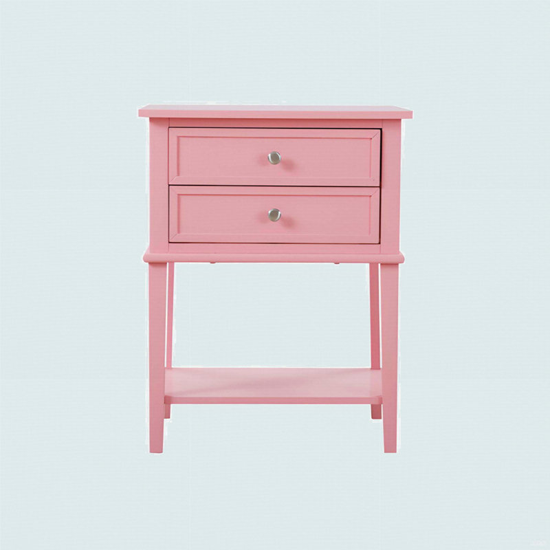 Contemporary Pink Nightstand With Open Shelf