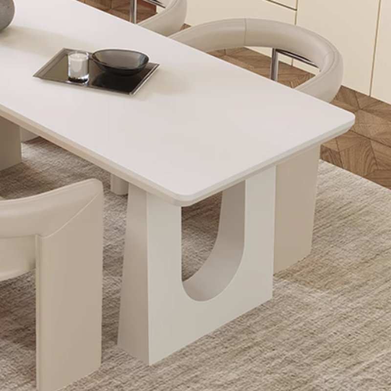 Modern Simple Rock Slab Multi-functional Table, 29.52"H x 55.11"L x 31.49"W, White