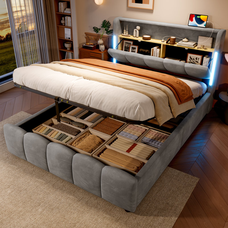 Ottoman Storage Bed, Grey